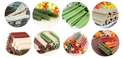 Hond kauwt traktaties productielijn